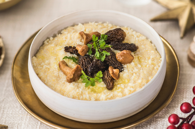 Polenta crémeuse aux champignons et fromage