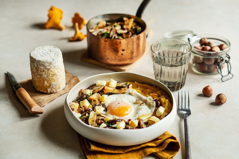 recette de Purée de courge champignons et œuf