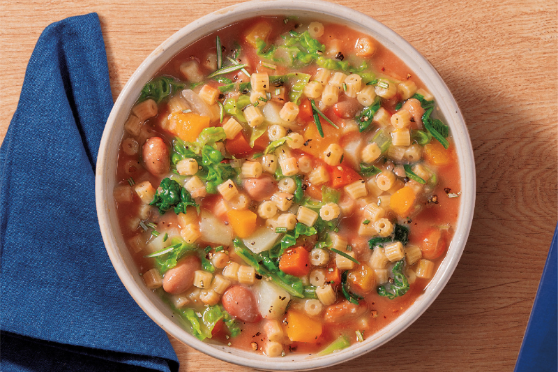 Soupe de ditalini au chou et aux légumes