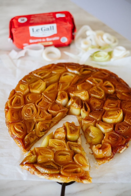 recette de Tatin de poireaux au beurre de baratte