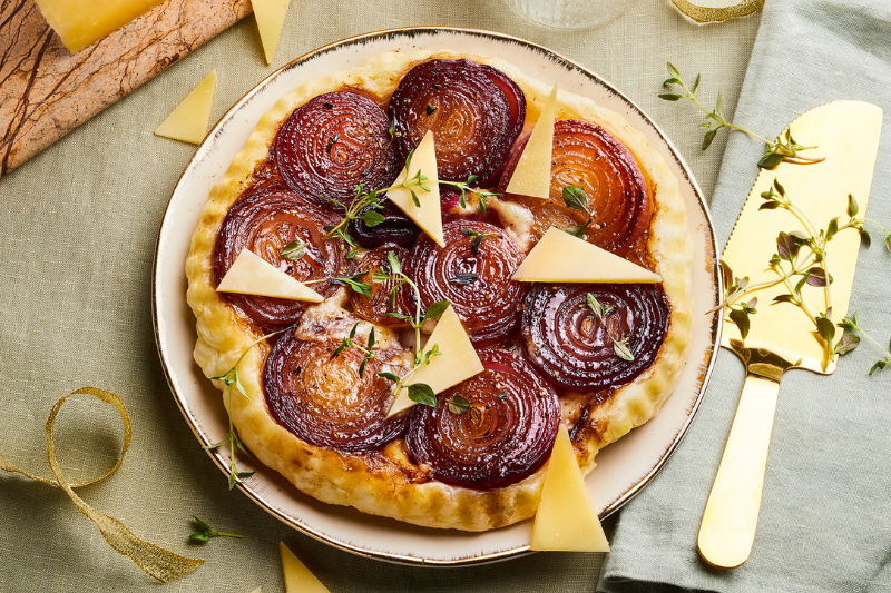 Tatin d’oignons rouges à L’Etivaz