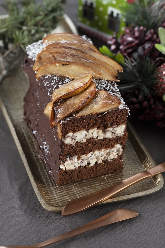 recette de Bûche poire chocolat et noisettes