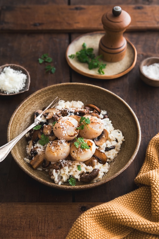recette de Risotto forestier aux Saint-Jacques