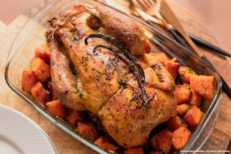 recette de Chapon de pintade au beurre vanillé