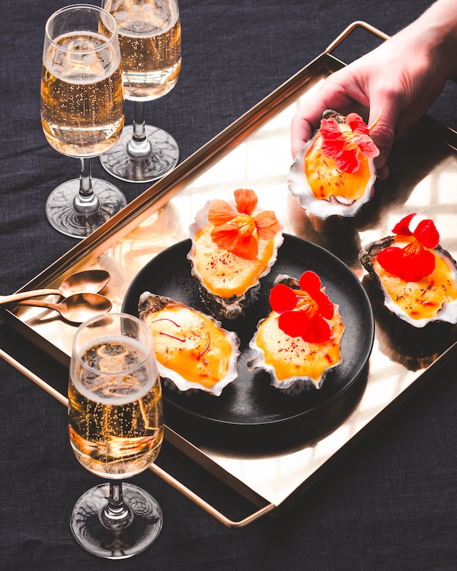 recette Huîtres au sabayon de Champagne au safran