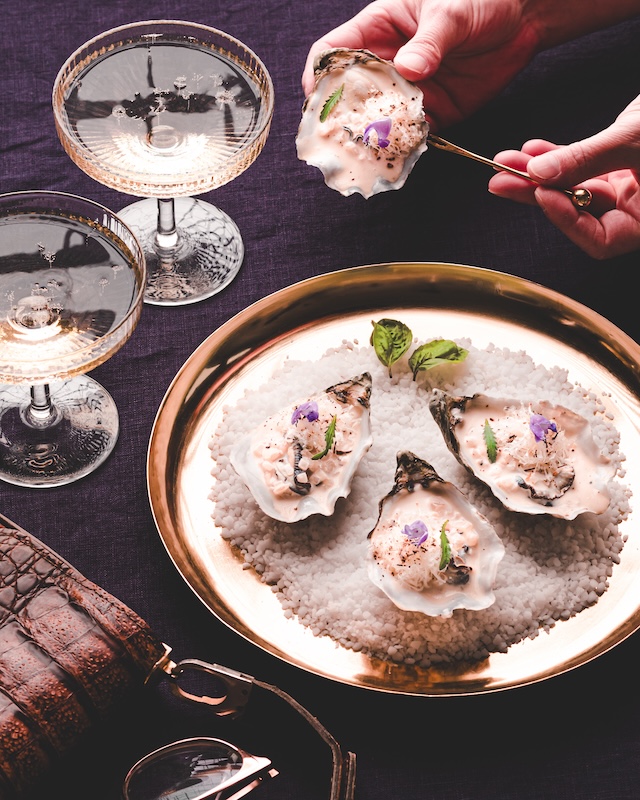 recette de Huîtres en crème de Champagne et Pecorino