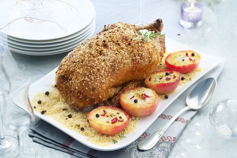 recette Oie aux graines et pommes rôties