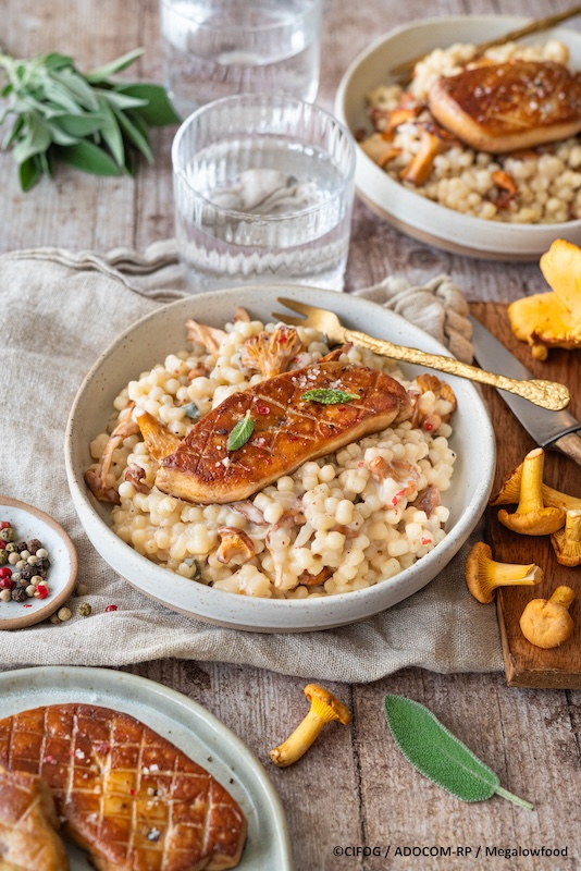 recette de Risotto de perles au foie gras poêlé