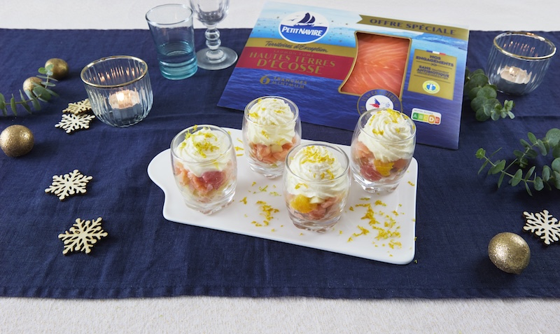 recette de Verrines saumon pommes agrumes
