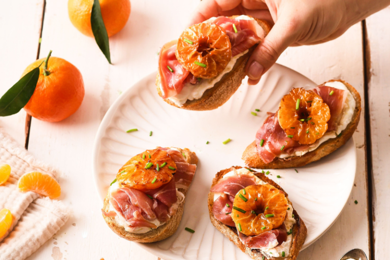 Bruschettas aux clémentines de Corse rôties