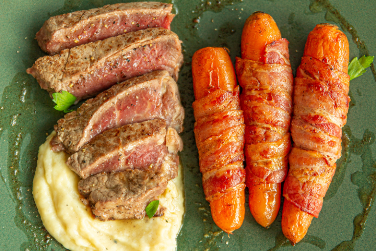 Rumsteak et carottes minute au bacon