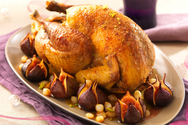 Chapon de pintade rôti aux figues