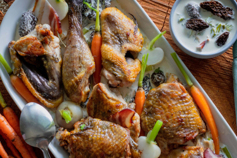 Chapon de pintade aux morilles