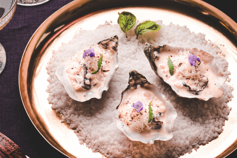 Huîtres en crème de Champagne et Pecorino