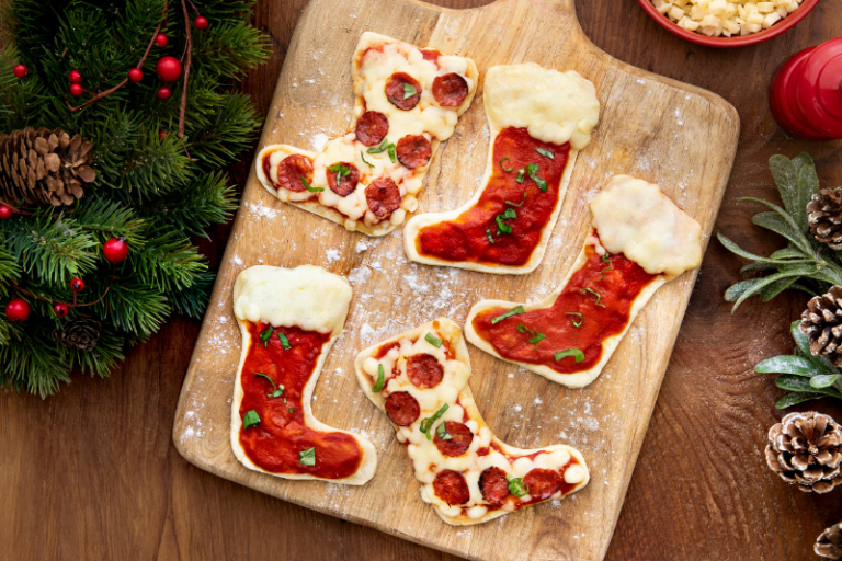 Mini-pizzas bottes de Noël