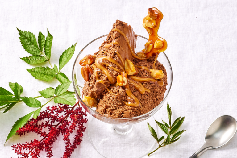 Mousse au chocolat et cacahuètes caramélisées