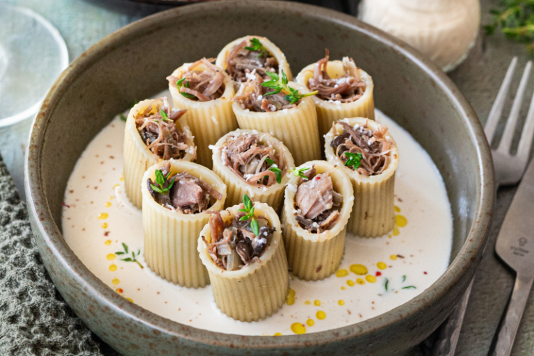 Rigatoni au confit de canard