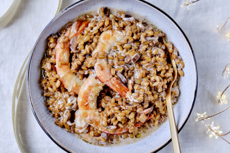 Risotto d’épeautre aux gambas