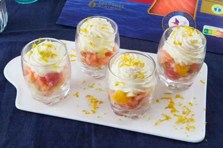 Verrines saumon pommes agrumes