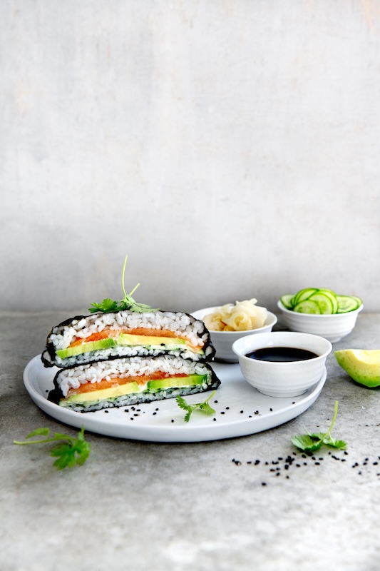 recette de Sandwichs sushi à l’avocat et au saumon
