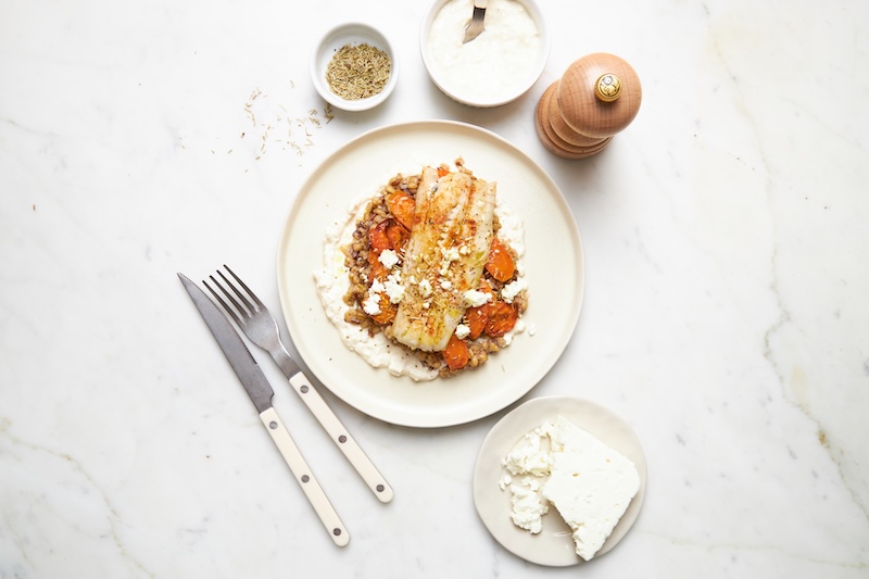 recette de Colin à la feta et aux carottes rôties