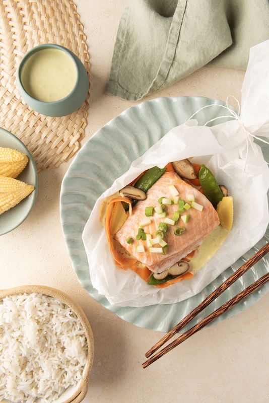 recette de Papillotes de saumon au lait de coco