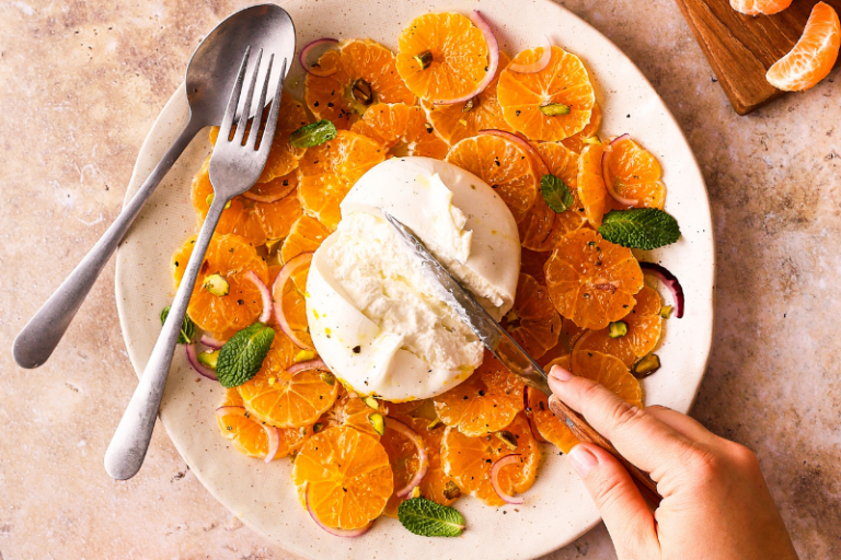 Carpaccio de clémentine de Corse à la burrata