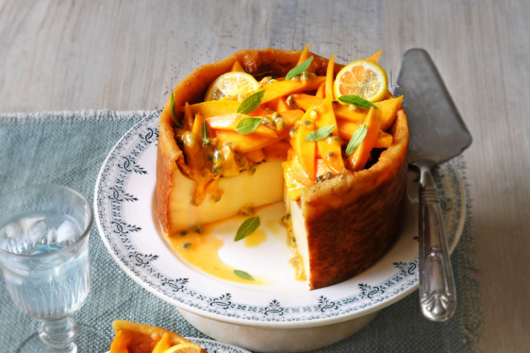 Flan pâtissier mangue et passion