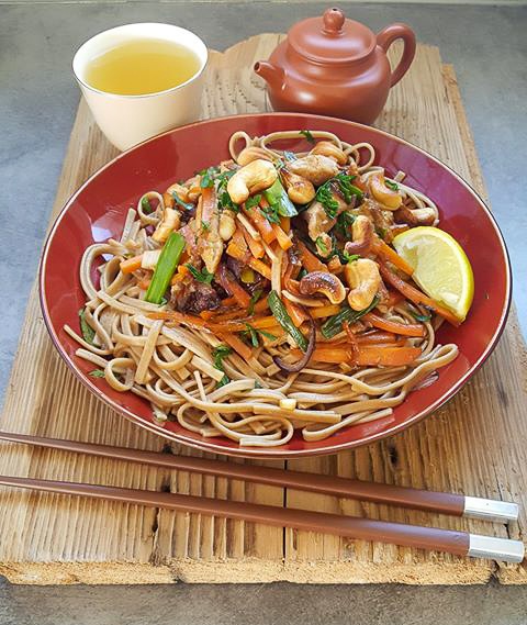 recette de Nouilles soba épicées et sautées