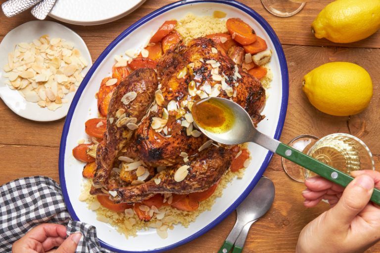 Poulet rôti aux carottes et couscous