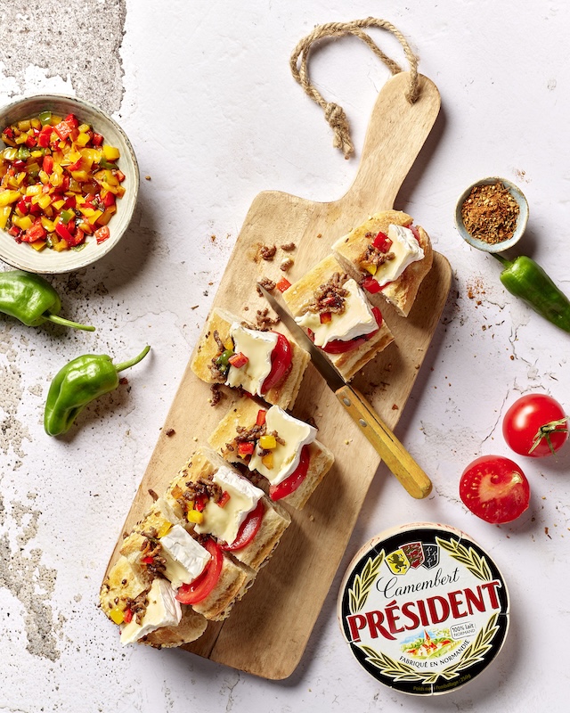 recette de Baguette au camembert façon fajitas