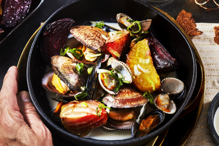 Coquillages à la crème de lard