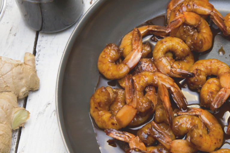 Crevettes au miel et au gingembre