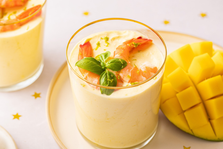 Verrines de mousse mangue aux crevettes