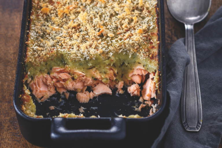 Parmentier de pommes de terre et saumon