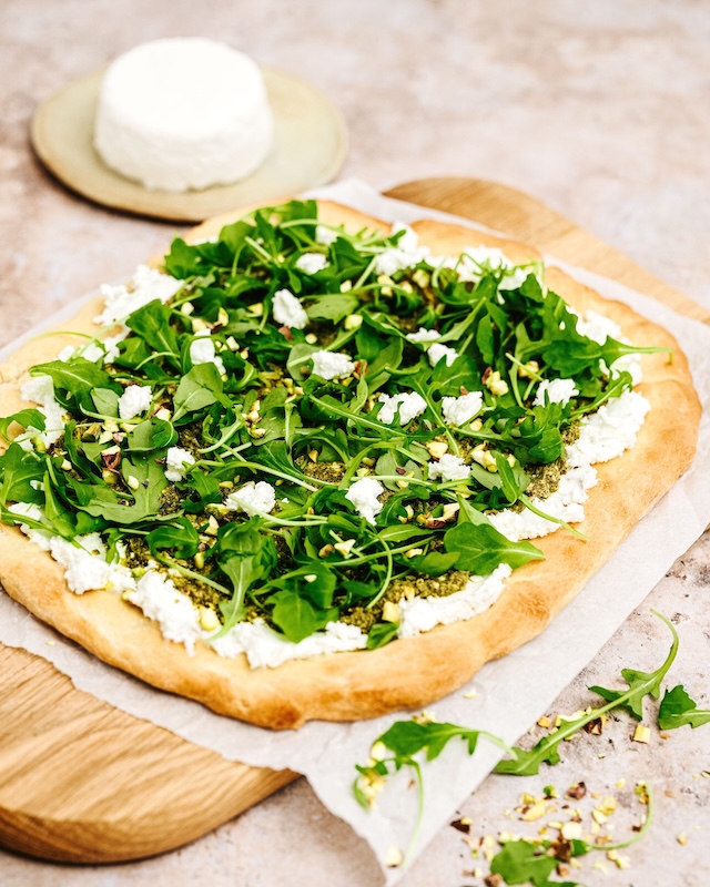 recette de Pizza verte au pesto de roquette
