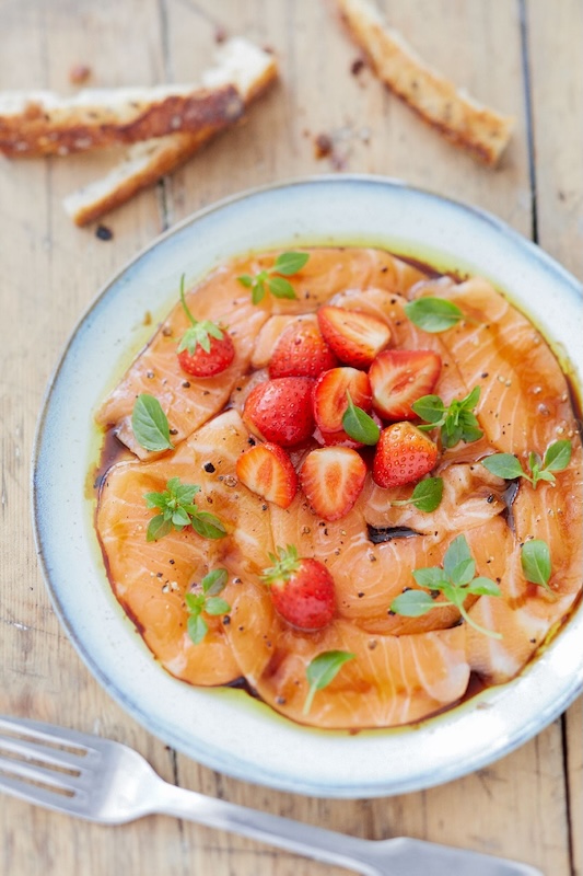 recette de Carpaccio de saumon écossais aux fraises