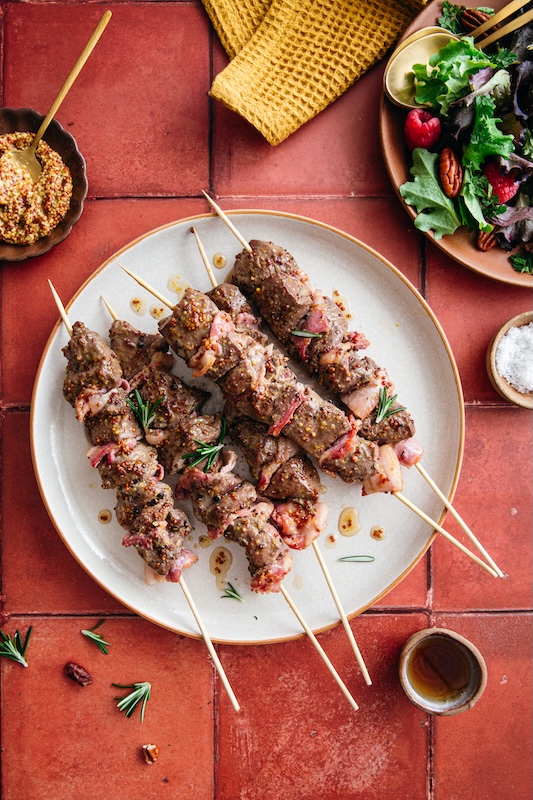 recette de Brochettes de foie de veau au bacon