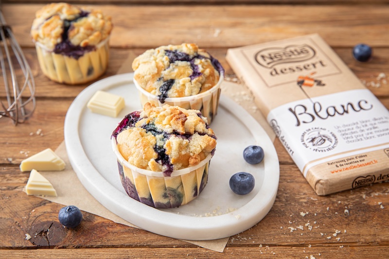 recette de Muffins aux myrtilles et pépites de chocolat