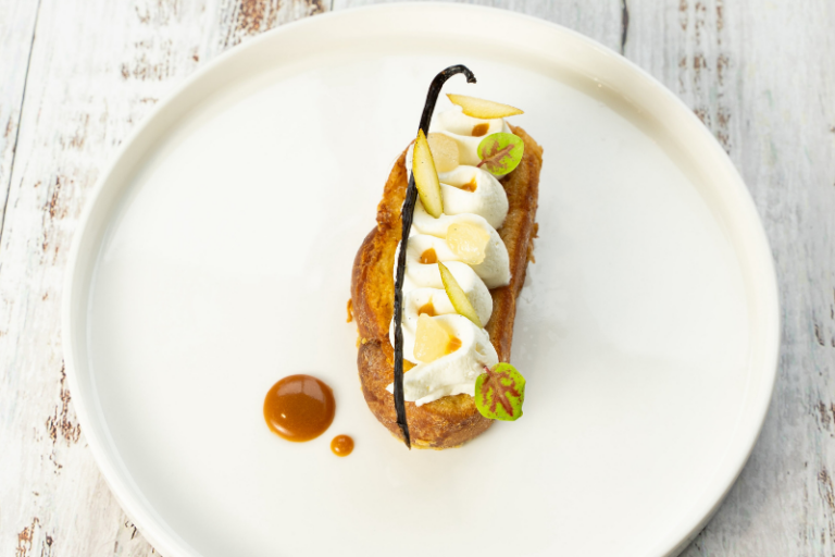 Brioche perdue poire et crème