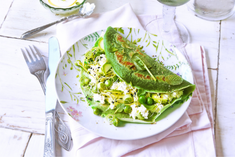 Crêpes au fromage frais et aux légumes