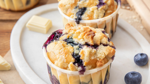 Muffins aux myrtilles et pépites de chocolat