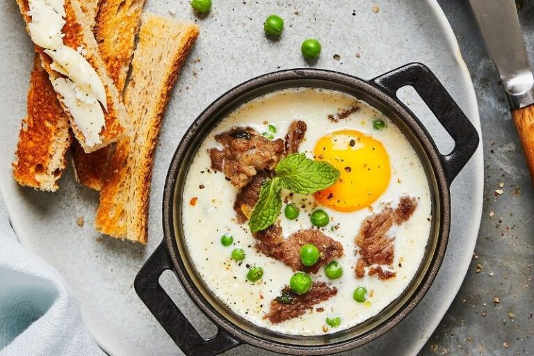 Oeufs cocotte à l’agneau