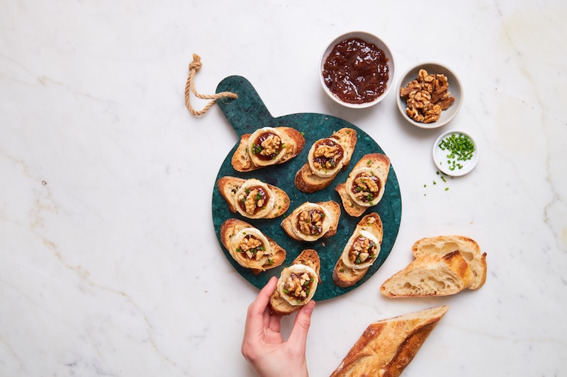 recette de Crostini chèvre figues et noix