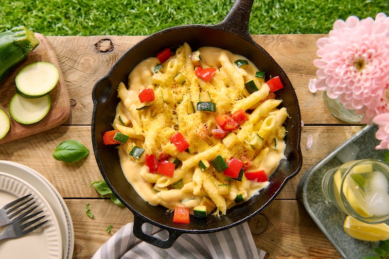 recette de Penne aux légumes et cheddar fondu