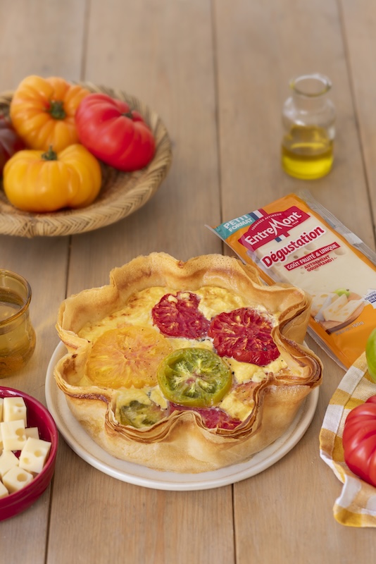 recette de Tarte aux tomates multicolores au fromage