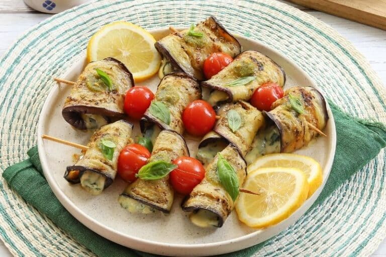 Rouleaux d’aubergines à la Fourme d’Ambert