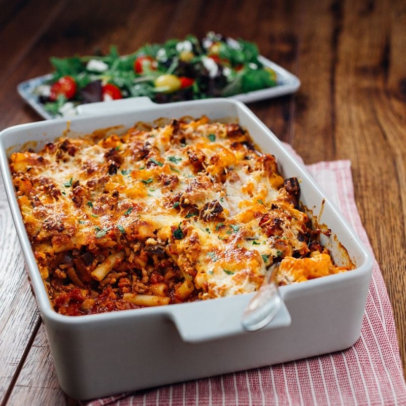 recette de Gratin de macaronis à l’agneau et aubergine