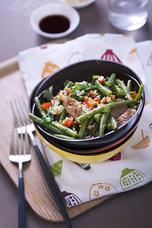 recette de Wok de haricots verts et agneau
