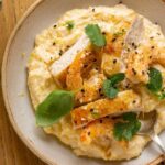 Polenta crémeuse aux crevettes et volaille